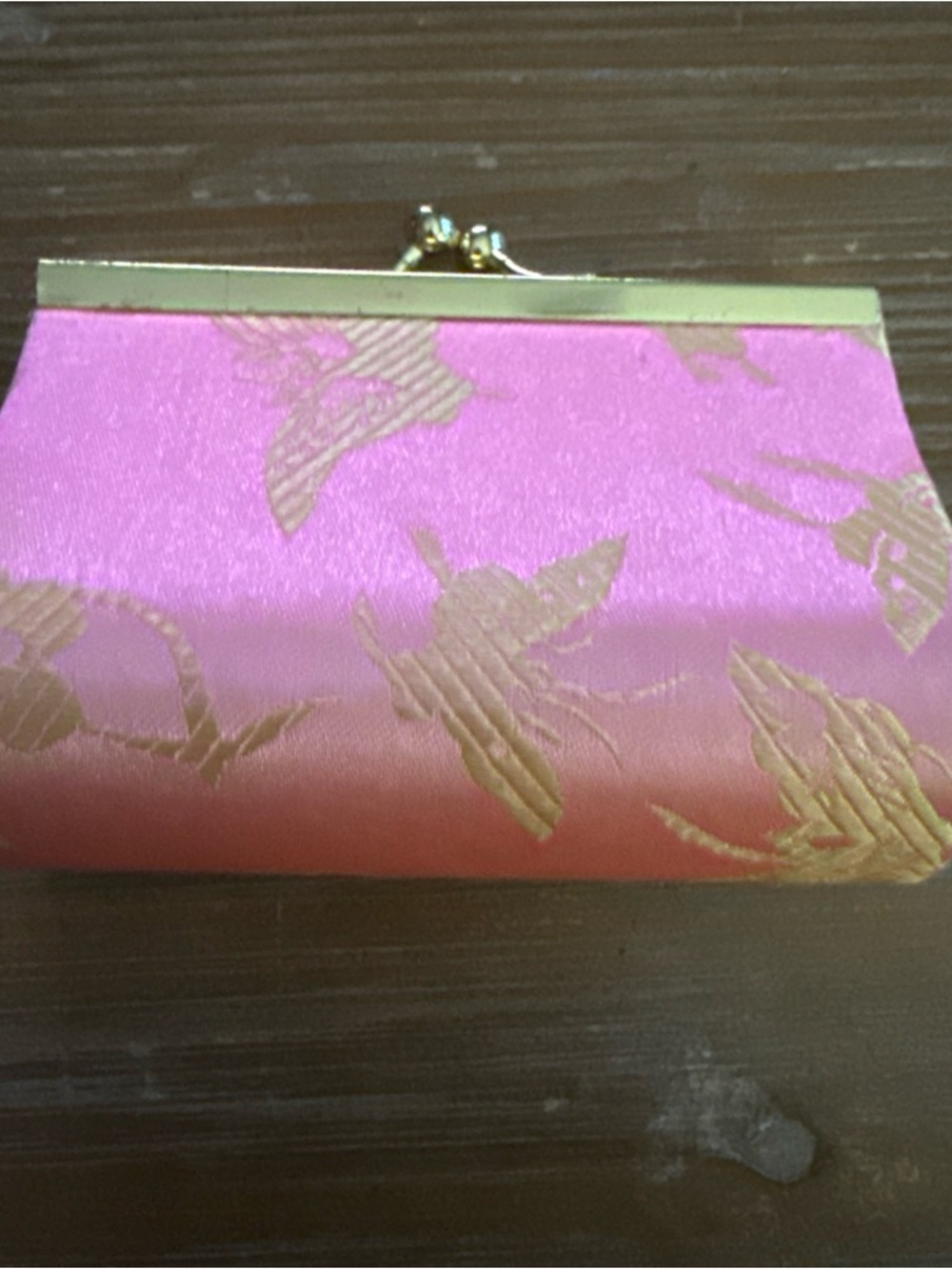 Pink Fabric Kiss-Lock Coin Purse